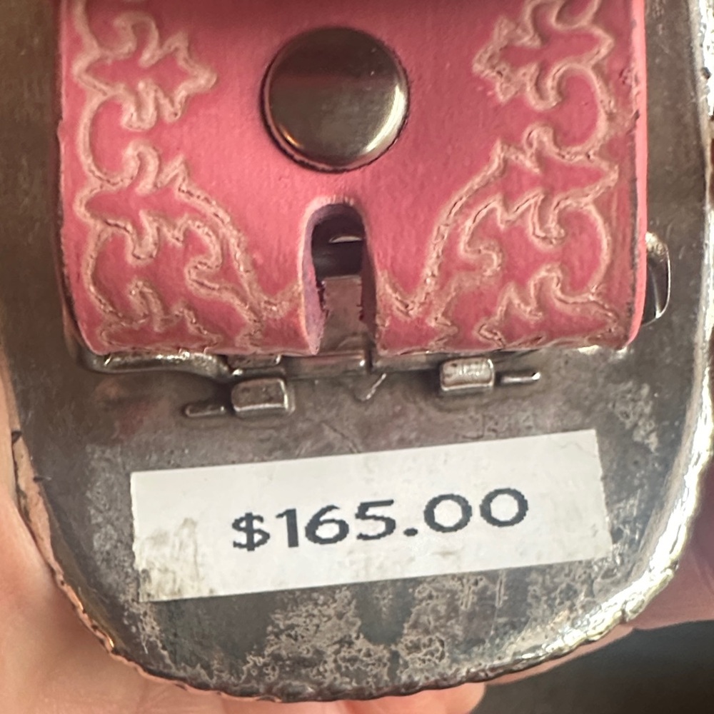 Pink Embellished western Belt with Silver Buckle - Picture 5 of 5